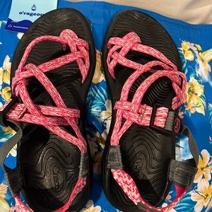 Clean, gently used, like 5 times, Pink, Ladies Chaco’s